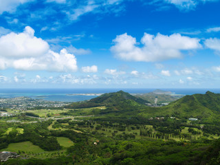 Fototapeta na wymiar Beautiful scenery of a city in hawaii