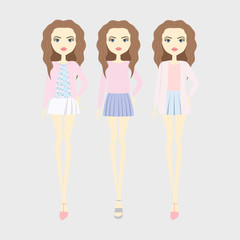  make-up hairstyle. shorts. top. blouse. skirt. footwear.young w