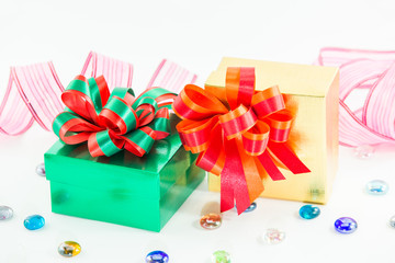 Green and golden gift box