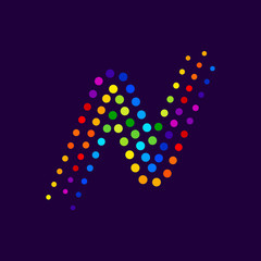 Letter N logo.Dots logo colorful,dotted shape logotype vector design