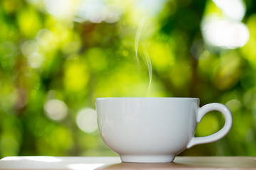 morning coffee with white glass.