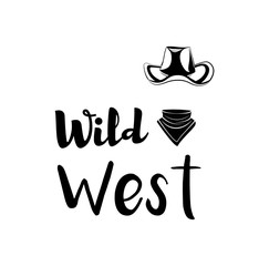 Cowboy hat and scarf. Wild West Label. Rodeo Competition Badge. Western Illustration. Vector Isolated