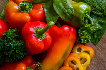 Useful Bulgarian pepper and spinach