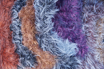 Multicolored wool yarn. Texture, background