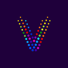 Letter V logo.Dots logo colorful,dotted shape logotype vector design