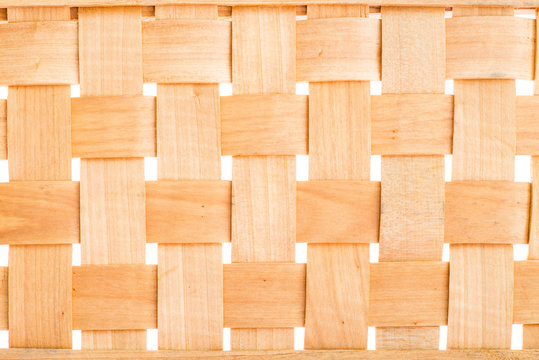 Woven or weave wood pattern texture of Thai style basket or bag closeup shot