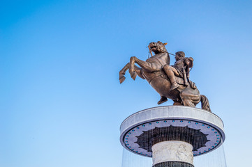 Warrior on a Horse monument "Alexander the Great" on Skopje Square, Macedonia