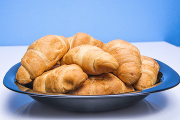 delicious fresh croissants for breakfast for coffee 