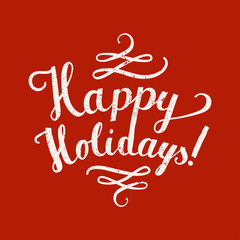 happy holidays red calligraphy.