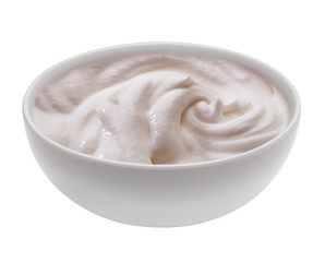 pink cream, strawberry taste, in white cup
