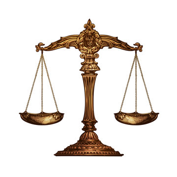 Scales Of Justice Isolated. Vector Illustration