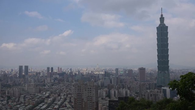 Taipei city skyline time lapse