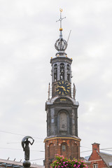 Fototapeta na wymiar The spire of cathedral tower in Leiden, Holland
