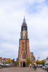 Fototapeta premium The view of gothic cathedral in Delft, Holland