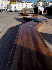 Long Wooden Zigzag Bench in Hastings
