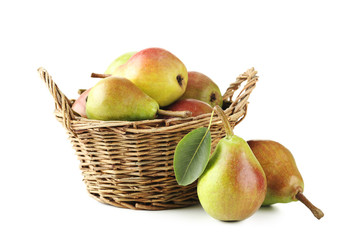 Ripe pears isolated on a white