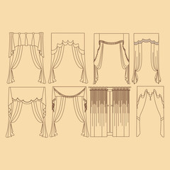 curtains. interior textiles.   interior decoration textiles sket