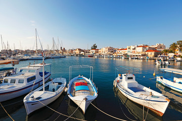 The port in Aegina, Greece