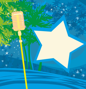 Karaoke night, abstract illustration with microphone