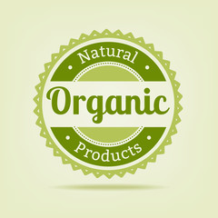 Retro natural organic logotype. Logo templates vintage elements in green color for restaurant menu or food package. Organic product badge. Vector illustration in EPS10. - obrazy, fototapety, plakaty