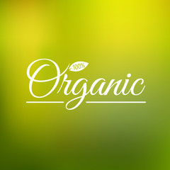 100% organic vector logo. Logotype template vintage elements in green color for restaurant menu, identity or food packaging. Organic product badge. Flat vector label.