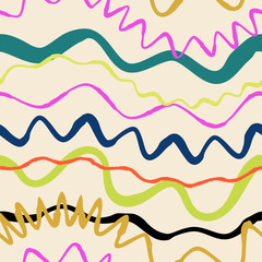 Abstract waved lines vector seamless pattern