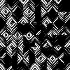 Abstract grunge rhombus seamless vector pattern. Tribal background.