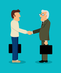 Fototapeta premium Young businessman shake hand with senior businessman