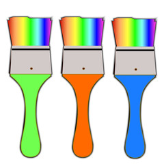 три кисти на белом фоне, векторная иллюстрация