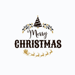 Merry Christmas lettering typography. Handwriting text design wi