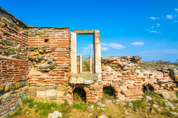 Roman ruins of Histria citadel in commune of Istria, Dobrogea landmark, Romania