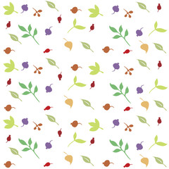 berries. leaves. print with floral motifs.