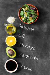 Fresh salad with avocado and orange