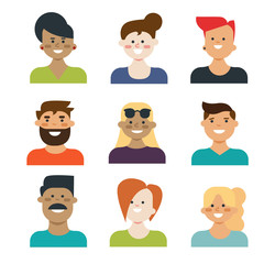 Set of vector avatars icons men and women