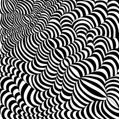 Black and white stripes. Wavy vector illustration Hand-drawn doodles in doodle style. Optical design.