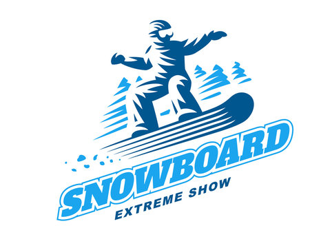 Snowboarding emblem Illustration on white background
