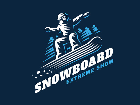 Snowboarding emblem Illustration on dark background