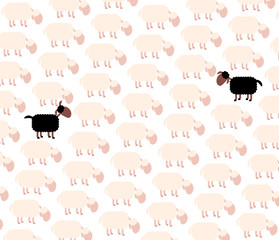 Black sheep - fellow sufferer - among white sheep flock.