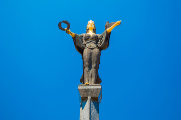Isolated Statue of Sveta Sofia (The Statue of Saint Sophia) - a monumental sculpture in Sofia, Bulgaria