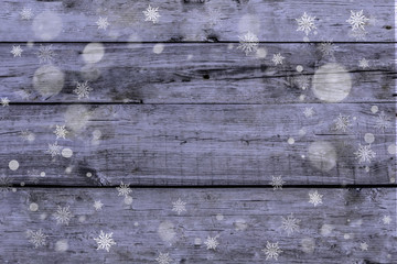Blue wood boards with snowflakes