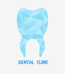 Dental health symbol. Stylized tooth polygons. Template company logo. Dentistry logotype. Vector illustration. Teeth care.