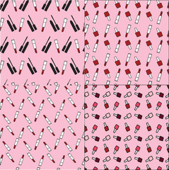  lipstick. mascara. nail polish. a set of prints with makeup.