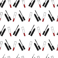 Obraz premium red lipstick. print of lipstick and mascara.