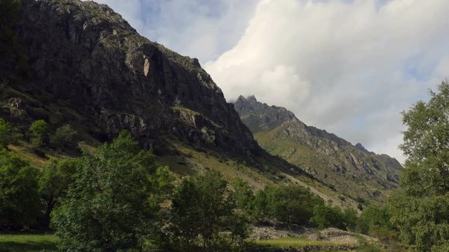 Rocky mountain ridge with vegetation