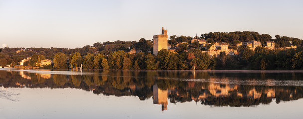 Fototapeta na wymiar Architecture of Avignon along Rhone River