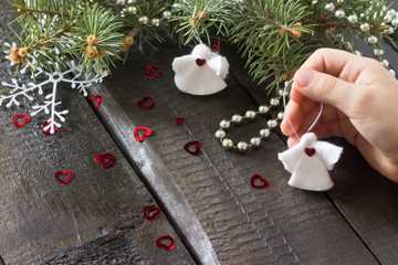 Create Child Christmas gift toy little angel in Christmas tree d