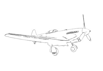 Fototapeta na wymiar Outlines of the old military plane