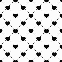 Polka-Dot & Hearts, Monochrome repeating pattern with hearts, black-and-white