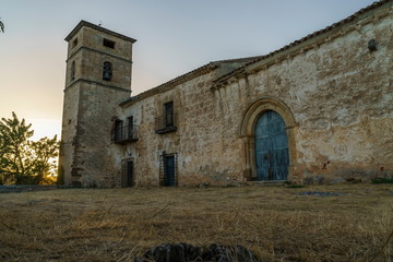 Abanoned church just before sunset.
