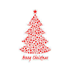 Fototapeta na wymiar Christmas tree with Christmas decorations. Vector illustration.